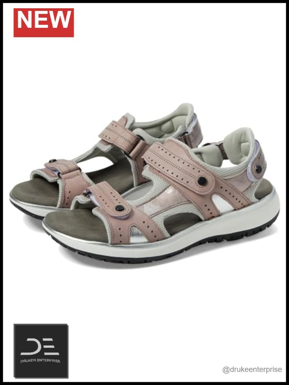 Slim Leather Microsuede Lining Adjustable Sport Sandal